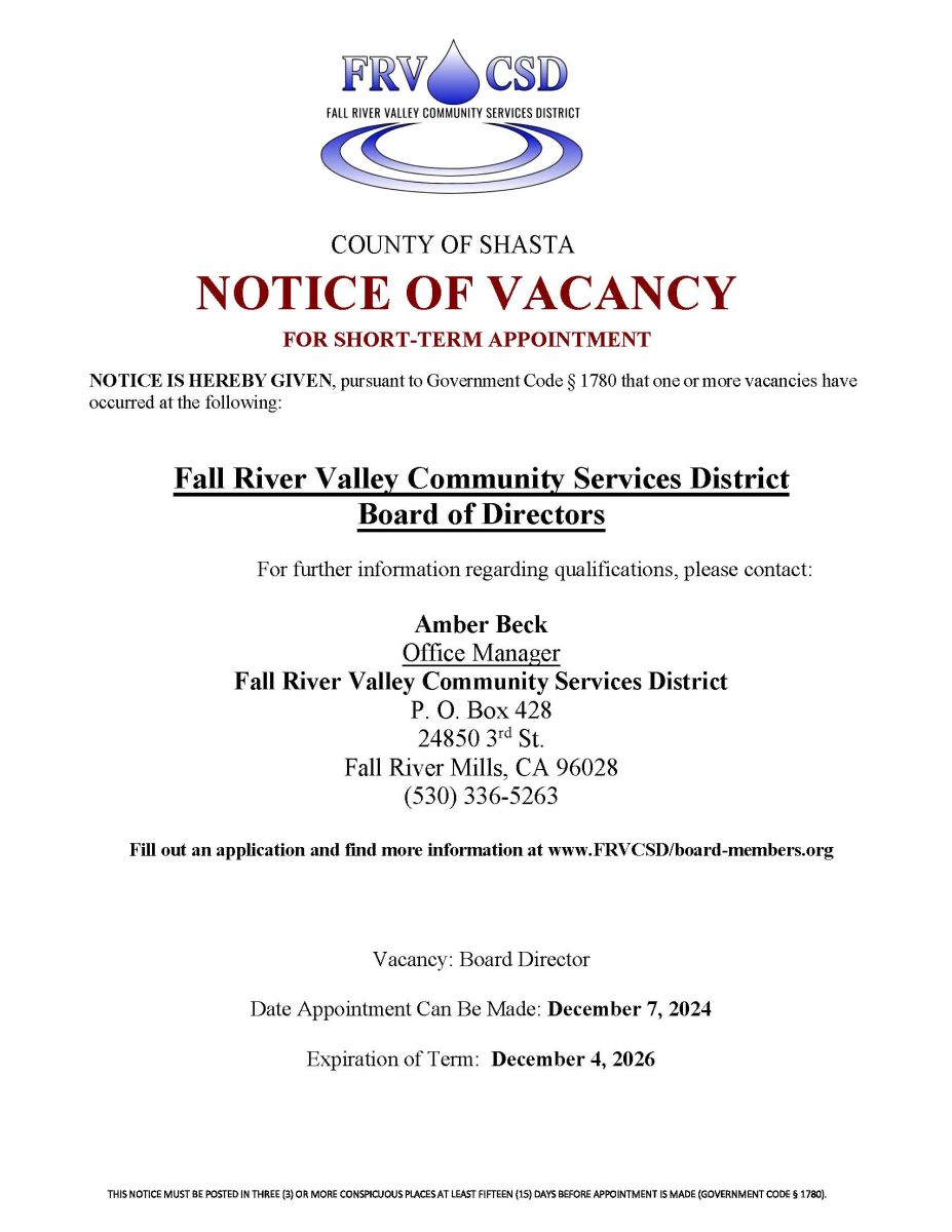 Notice of vacant board position to be filled